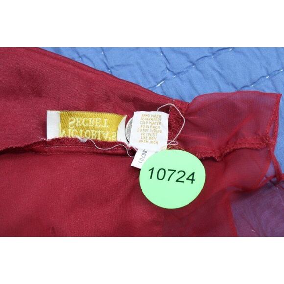 Vtg Victorias Secret Satin Teddy Nightie High Leg Sheer Flounce S Snap Crotch - Picture 10 of 10